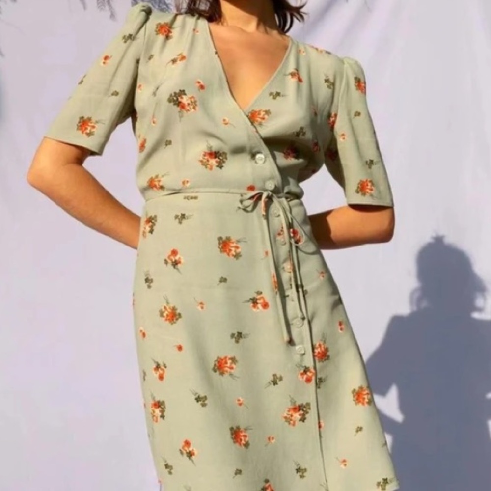 Rouje Gabinette Dress in Green Bouquet Romantique